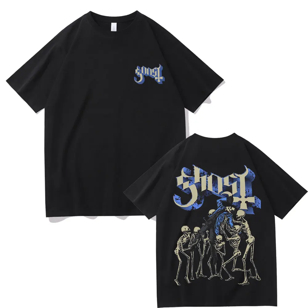 Limited Rock Band Ghost T-shirts Skeleton Graphic T-shirt Men Vintage Gothic Punk Metal Tshirt Male Casual Oversized T Shirts