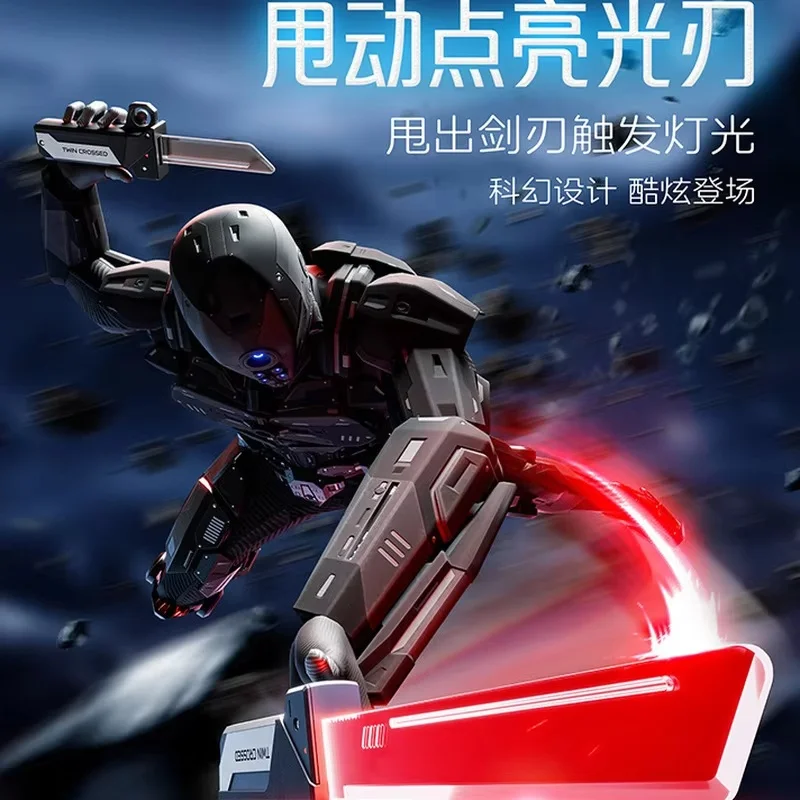 Tweesnijdend telescopisch lichtzwaard Laserzwaard voor kinderen Rood en blauw licht Verstelbaar Cool Kerstmis Nieuwjaar Cadeau Actiespeelgoedfiguur
