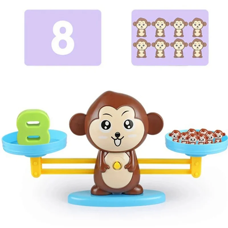 Cute monkey Children Digital Balance Scale Toys Early Montessori Educational Arithmetic counting math learning Board Games Kids