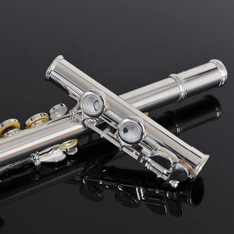 Professional 16 Hole Closed Hole White Copper Nickel Plated Silver Flute Instrument C Tone Silver Model