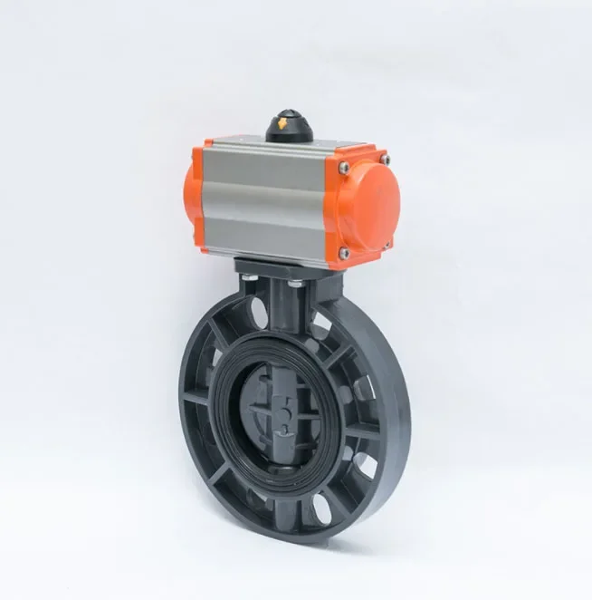 Single Acting Pneumatic wafer upvc pvc Butterfly Valve 90 degree rotary