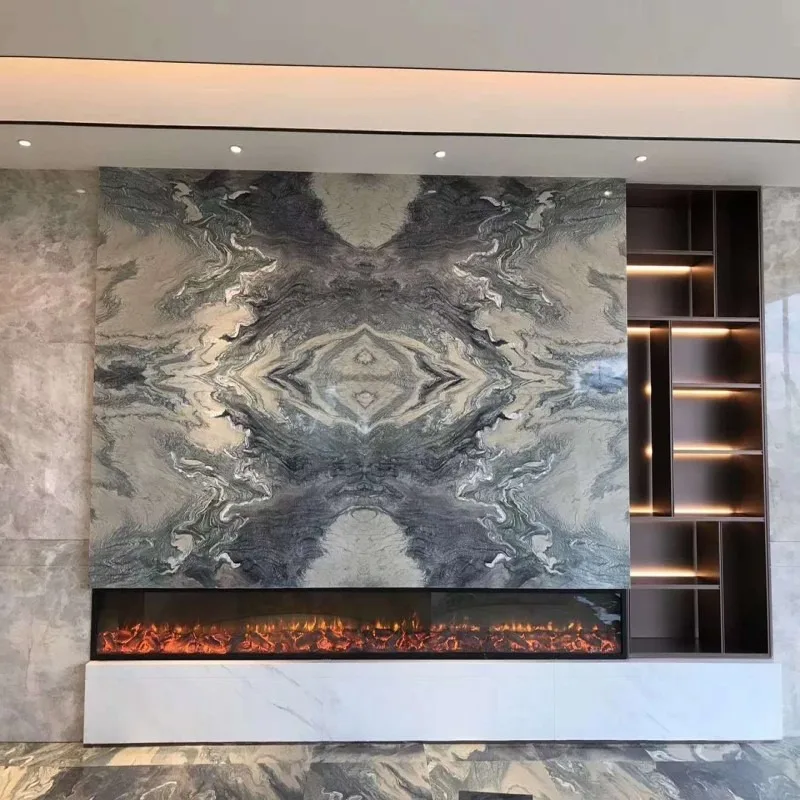 Modern 1500x400x150mm Electric Fireplace Insert Heater LED Display French Language Remote Control Adjustable Thermostat