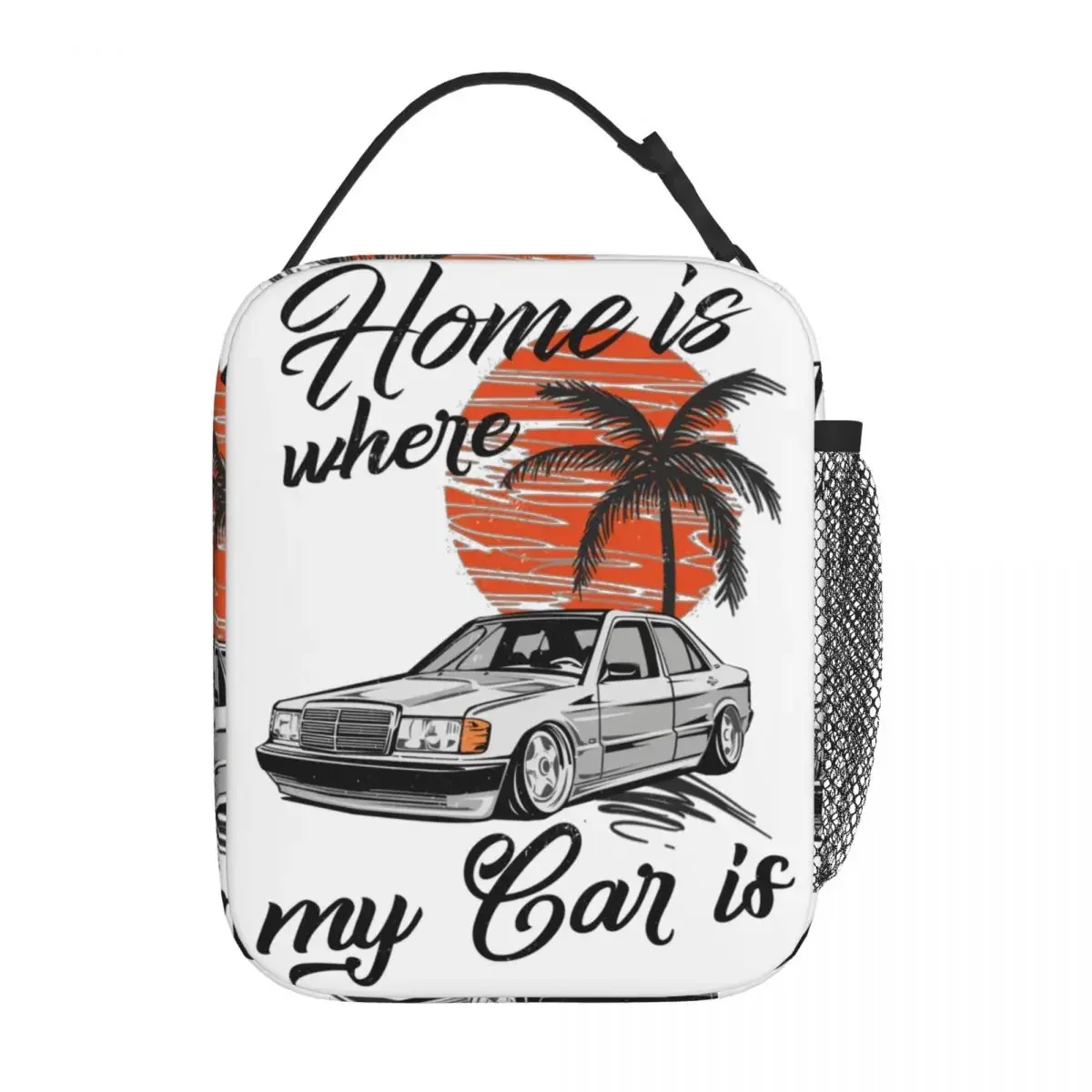 Vintage 190E Classic Car W201 Accessories Insulated Lunch Bag for Men Women School Retro Cars Storage Food Box