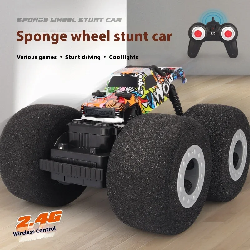 

2.4g Sponge Wheel Stunt Car Somersault Climbing Electric Off-Road Race Car Fall-Resistant Simulation Boy Remote Control Toy Car