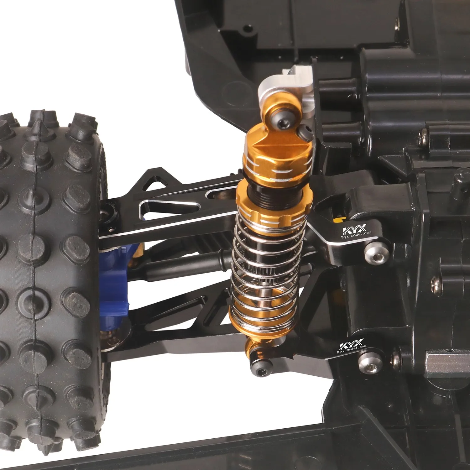 ذراع التأرجح الأمامي/الخلفي المعدني من KYX لألعاب سيارات RC بمقياس 1:10 إصدار Tamiya Bigwig 2017 (47330)