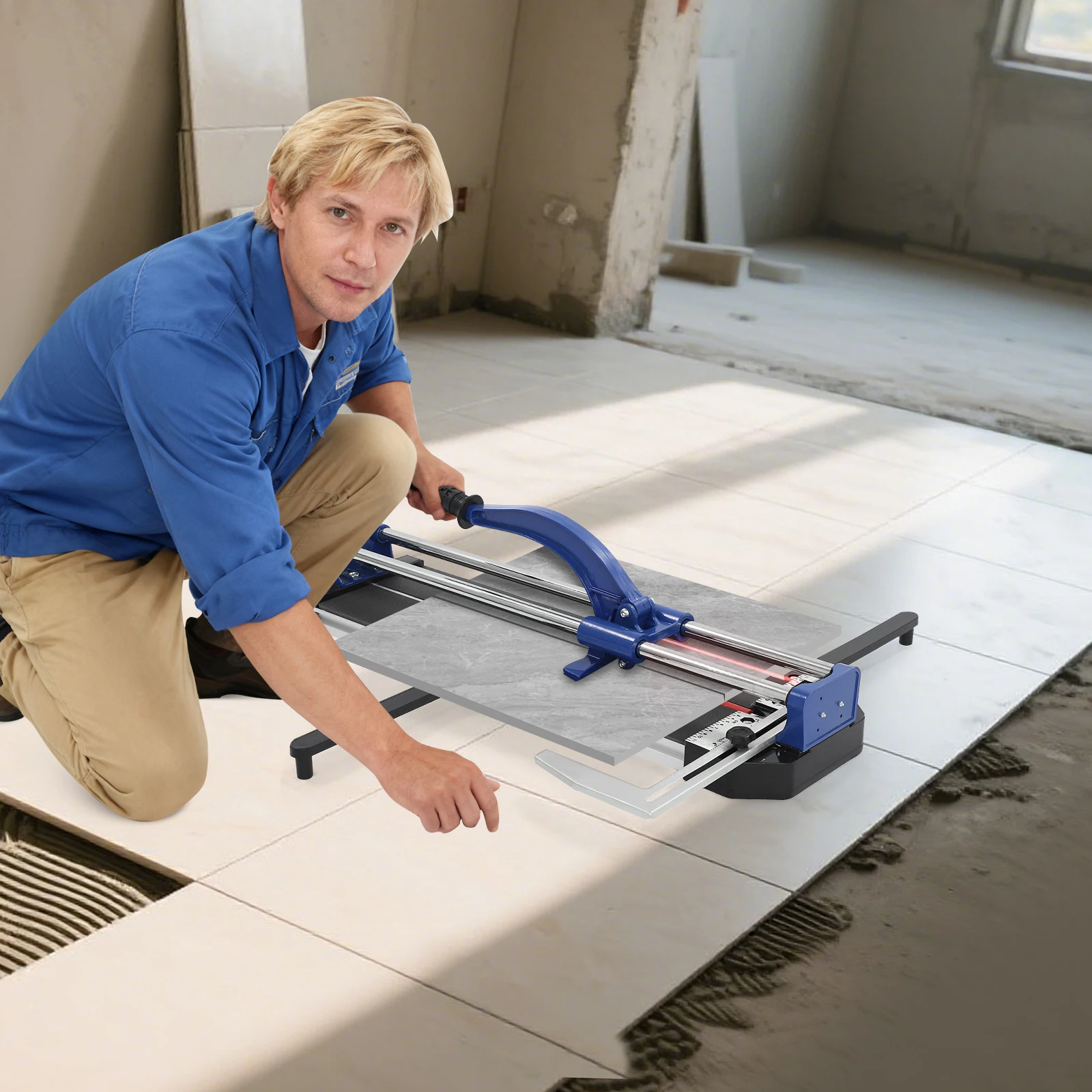 

Manual Tile Cutter with Tungsten Alloy Wheel, Tile Cutter Tool , Infrared Positioning Guided Precision, with Balancing Brackets