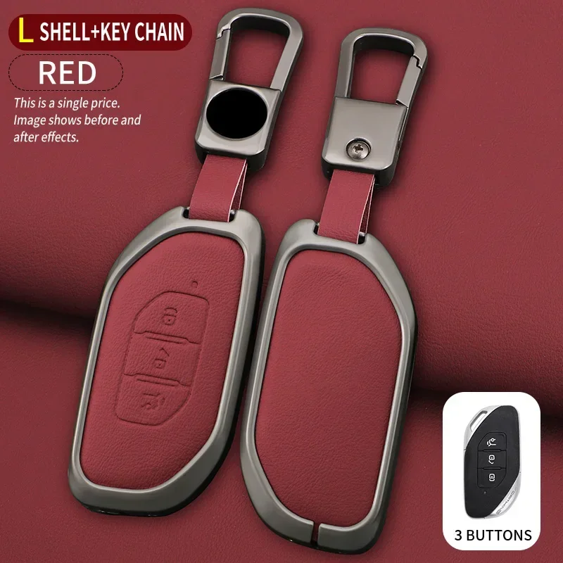 

Zinc Alloy Leather Car Key Cover Case Holder Chain Ring For Dongfeng Fengxing Forthing T5 EVO 2021 Accessories Car-Styling