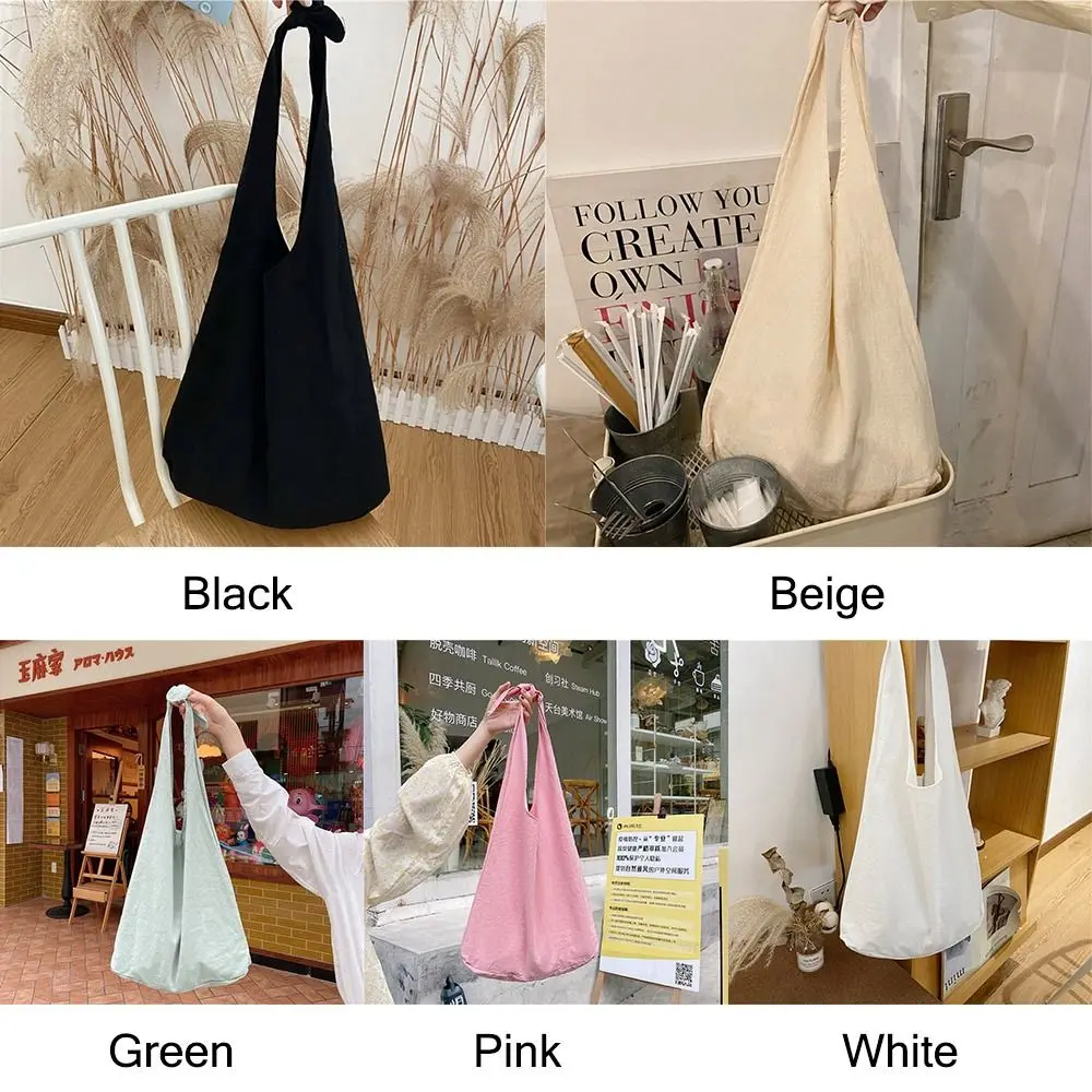 Solid Color Tote Bag Leisure Multicolor Daily Shoulder Bag Large Capacity Casual Knot Cloth Bag Women Girls