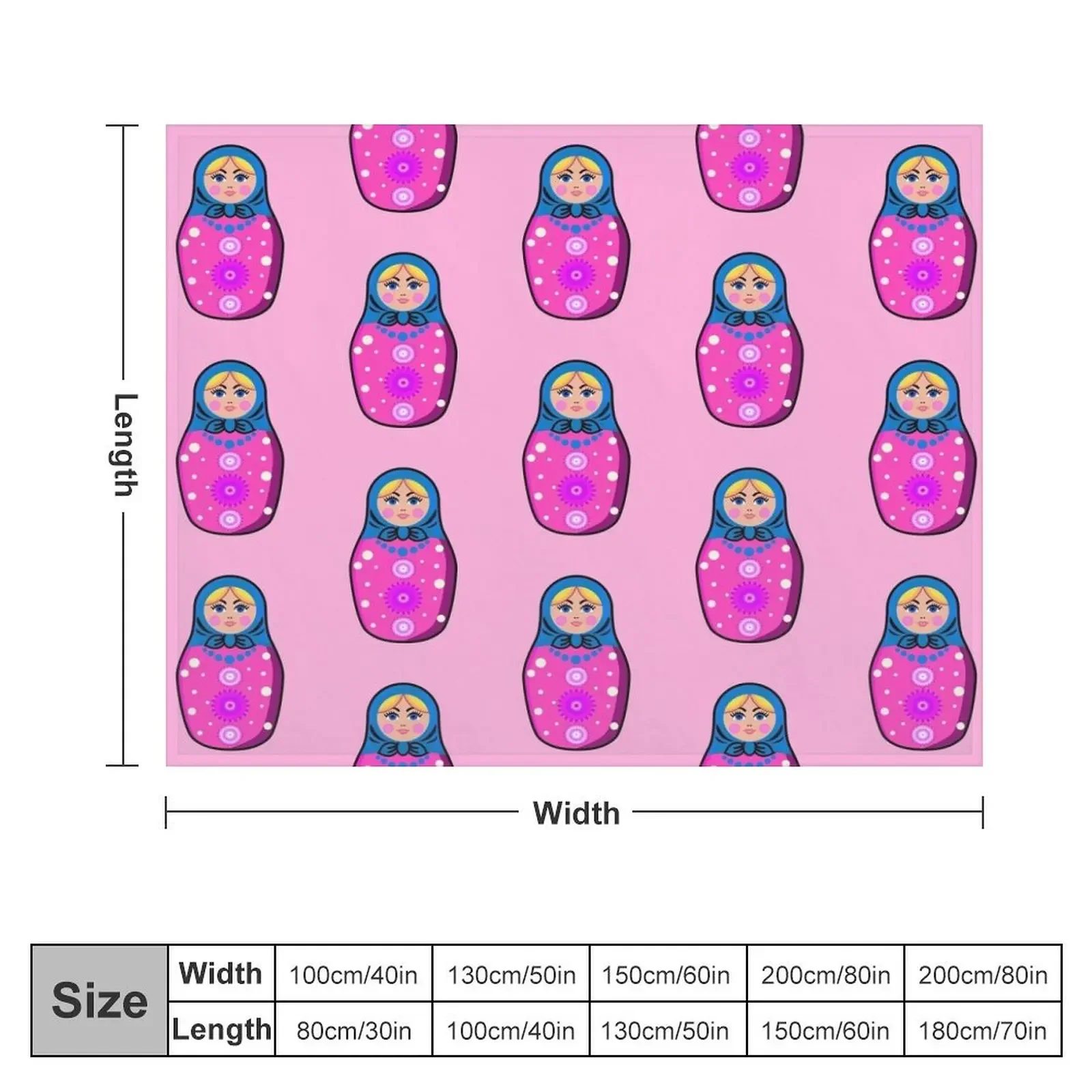 Pink Babushka Matryoshka Doll Throw Blanket Furry Custom Shaggy Blankets