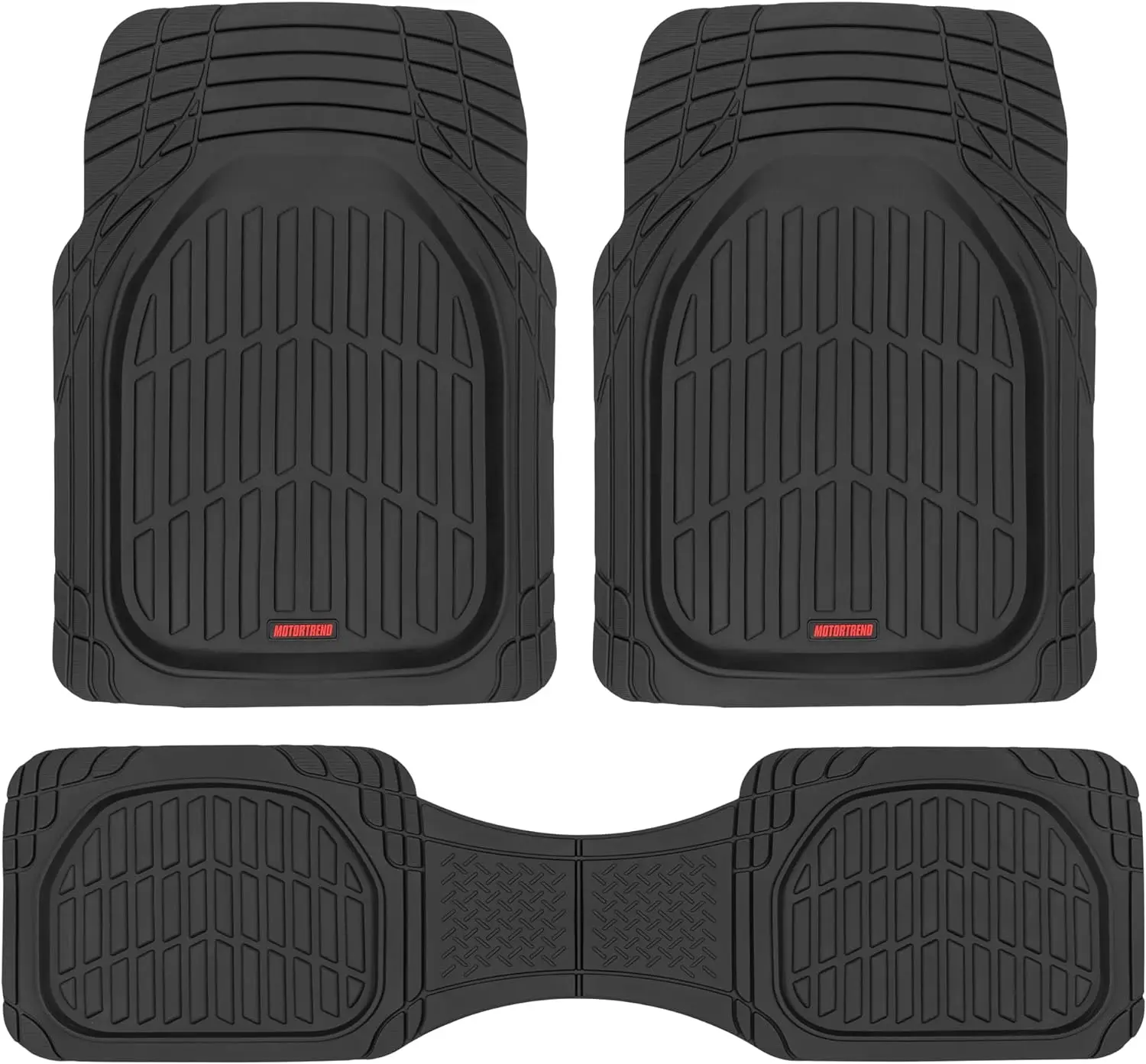 Motor Trend FlexTough Floor Mats for Cars, Deep Dish All-Weather Mats, Waterproof Trim-To Fit Automotive Floor Mats for Cars