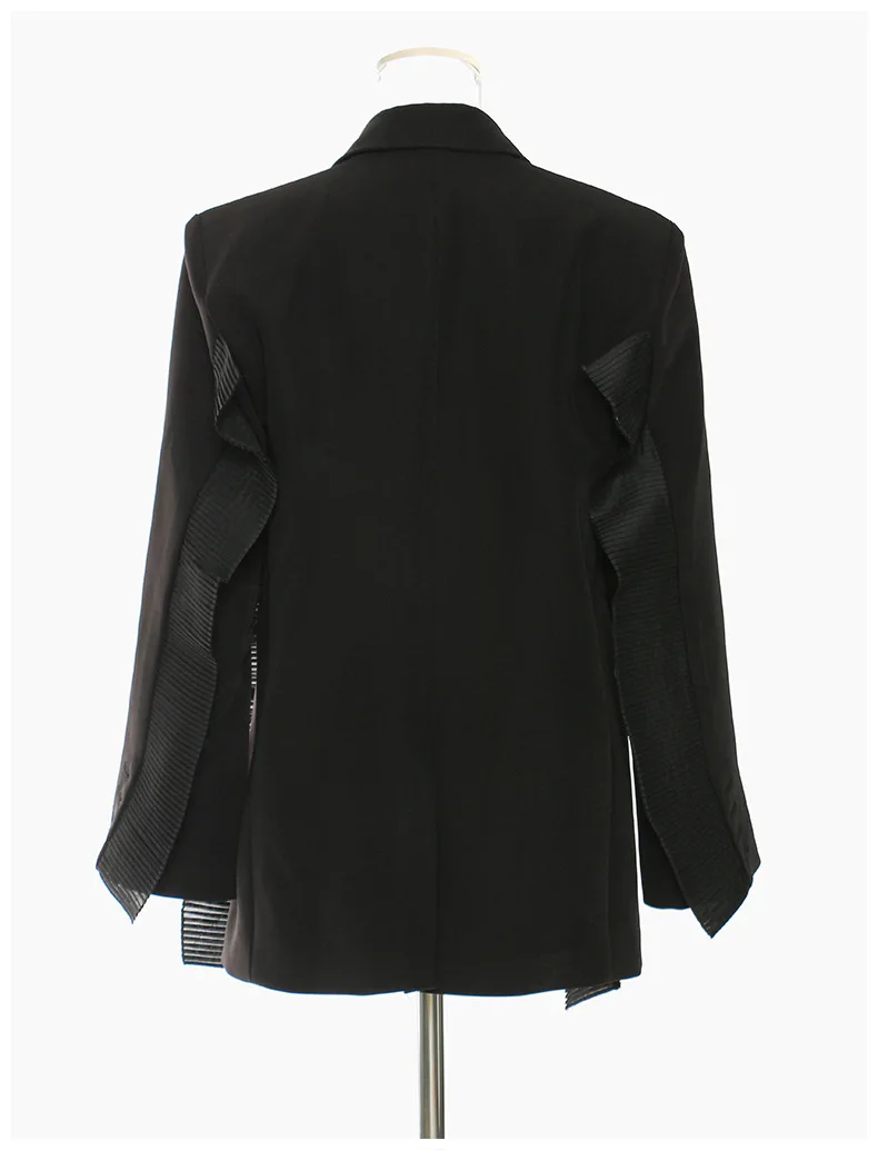 BJTZ الربط وثنيات حواف أوراق اللوتس مصمم سترة للمرأة 2025 ربيع الخريف موضة جديدة أنيقة الإناث