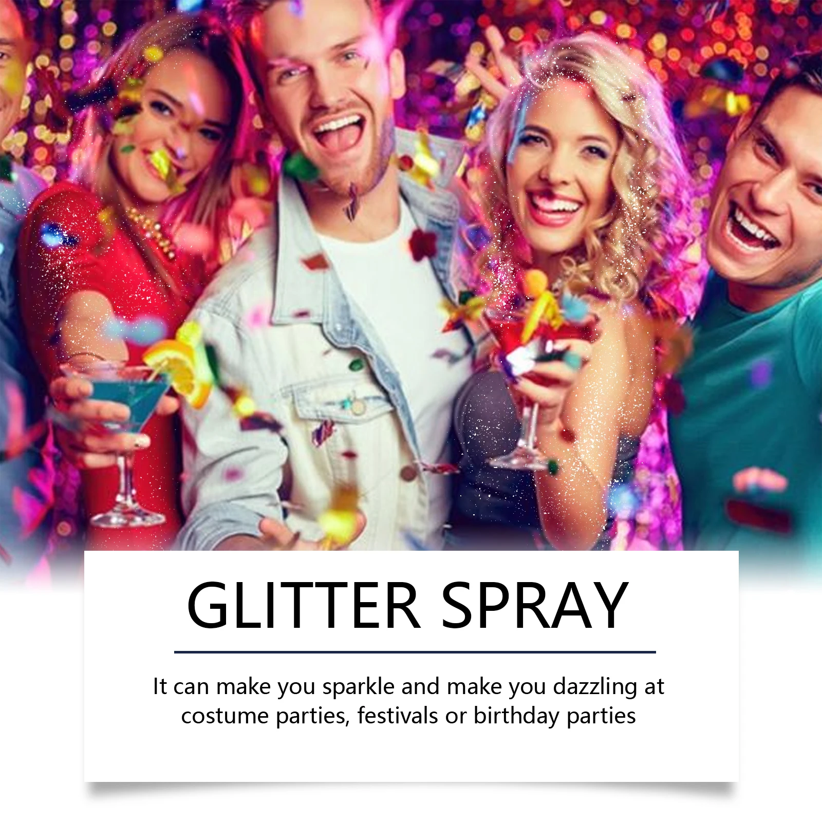 Spray ad alto glitter Fulling effetto scintillante per il corpo Brillante a lunga durata Festa in discoteca per la pelle Capelli Trucco viso Polvere glitter per la pelle