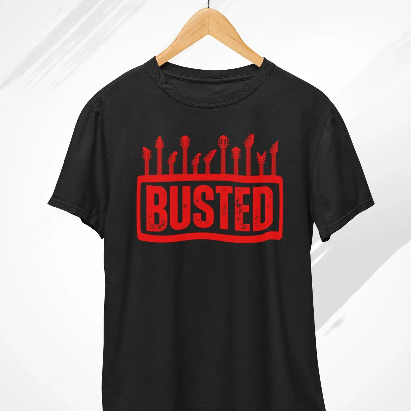 Busted Band Guitar T Shirt Music Merch Casual  for Boy Rock Lovers vintage Washed homme graphic designer clothes Comfortable