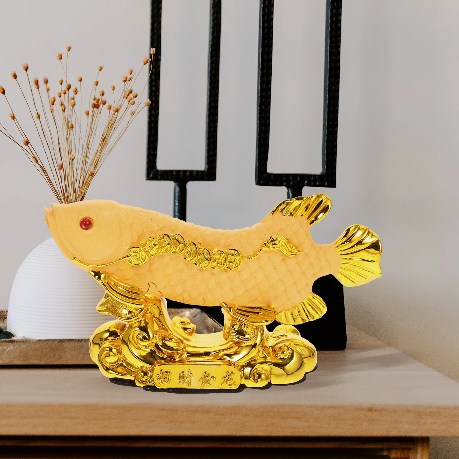 

Fish Statue Resin Fengshui Car Office Home Decor Lightweight Desk Windowsill Garden Figurine Toy