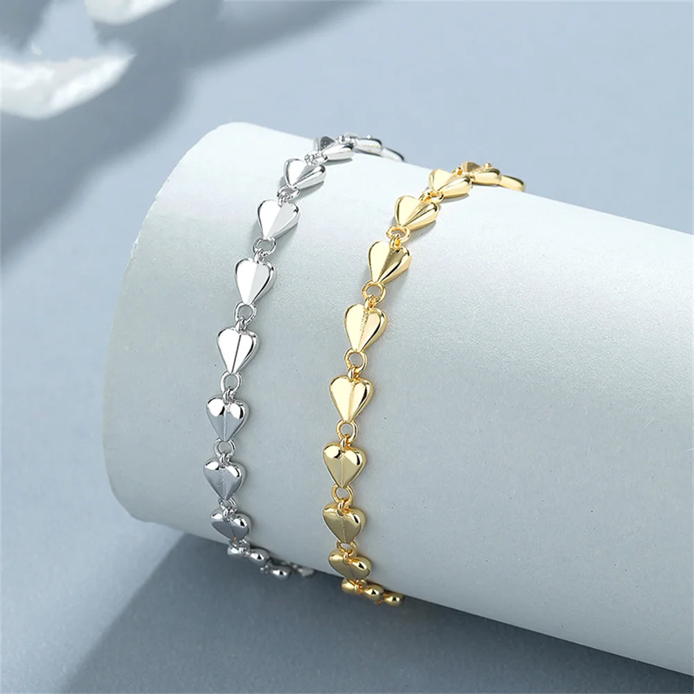 

Women's Korean Style 925 Sterling Silver Bracelet, Heart-Shaped Element, Minimalist INS Versatile Luxury Jewelry