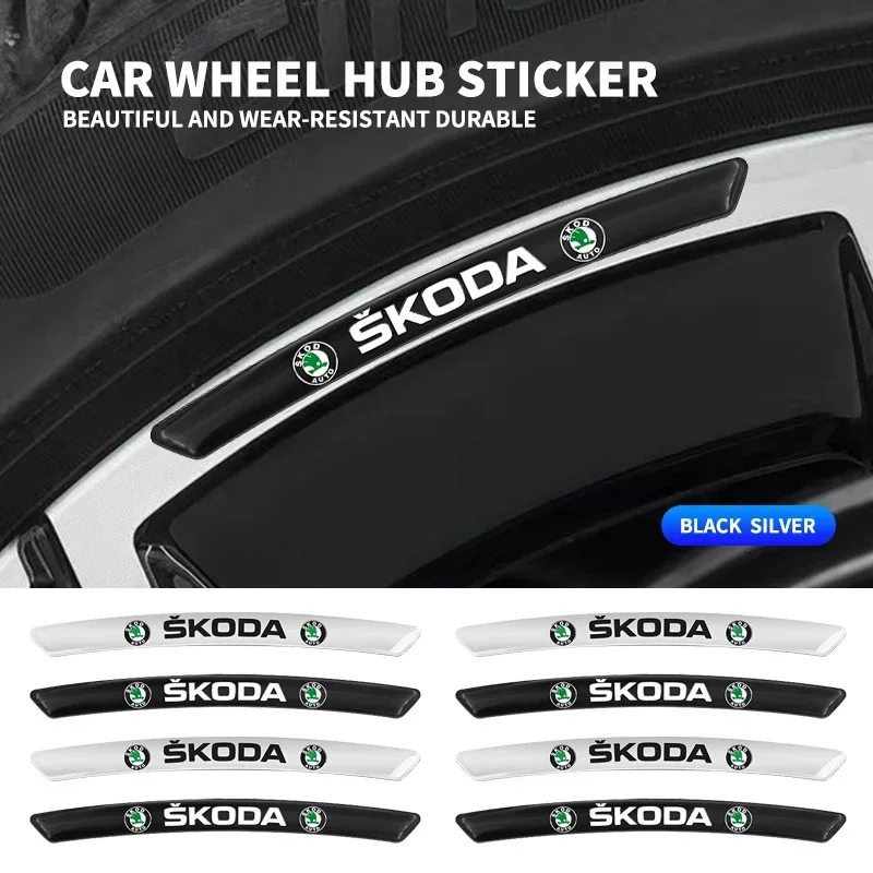 4 Uds insignia de coche llantas pegatina para cejas pegatina embellecedora 3D para Skoda Octavia Fabia Kamiq Kapoq Kodiaq Rapid SCALA Superb A5 A7 RS Yeti