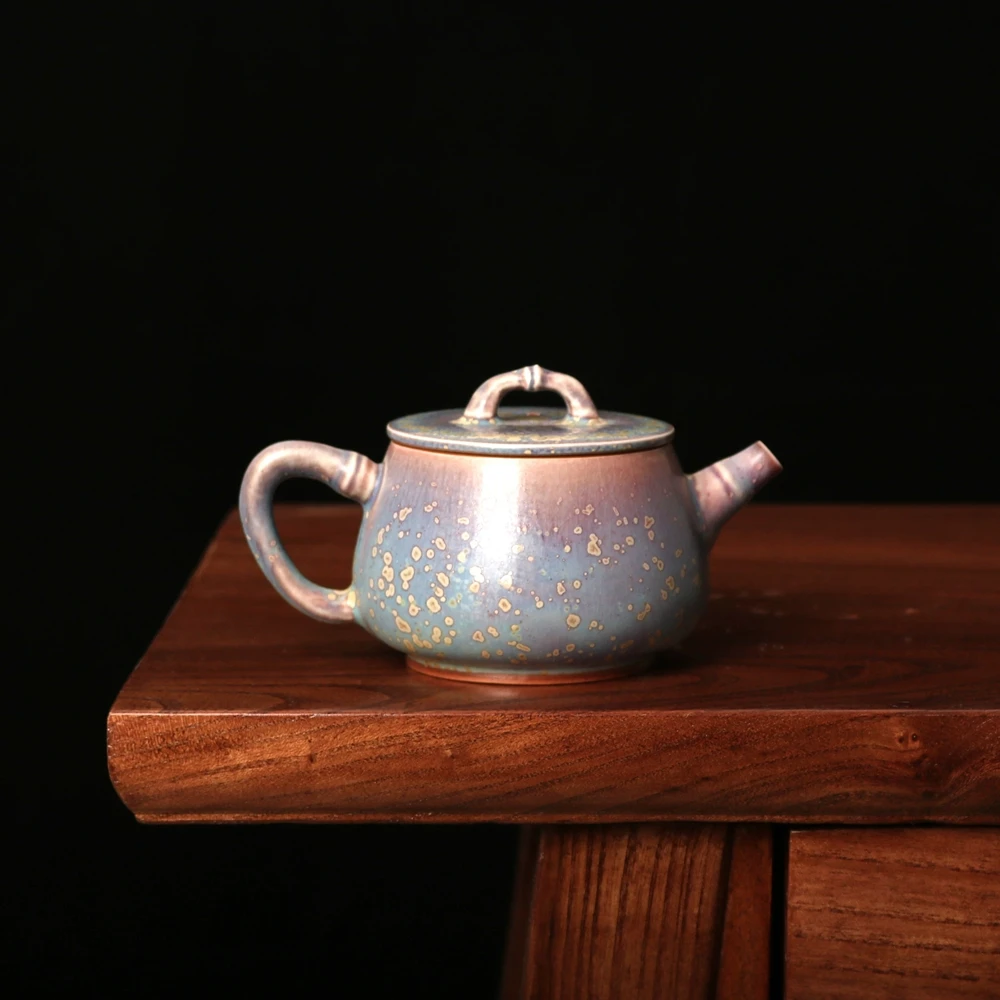 Jun Porcelain Teapot Kung Fu Single Pot Bamboo Joint Pot Original Raw Material Glaze High-end Collection Home Use Pot