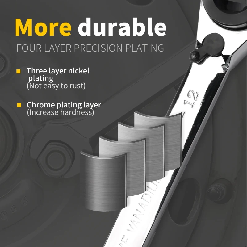 

1pcs 4-in-1 Ratchet Wrench Dual Head Bi-directional Fast Reversible Auto Repair Mechanic Tool for Car Maintenance