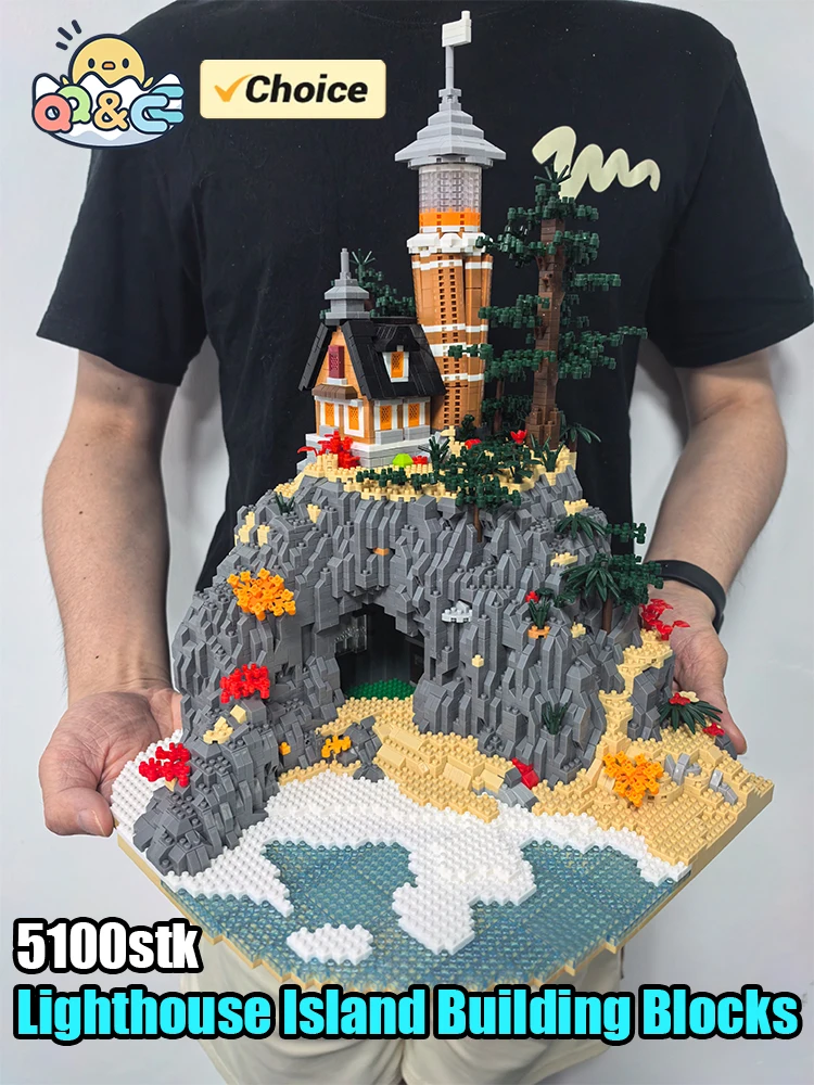 5100stk Vuurtoren Eiland Bouwstenen Vuurtoren Model Bakstenen met Licht Kinderen Speelgoed Kerstcadeaus Assemblage Architectuur Set - afbeelding 2