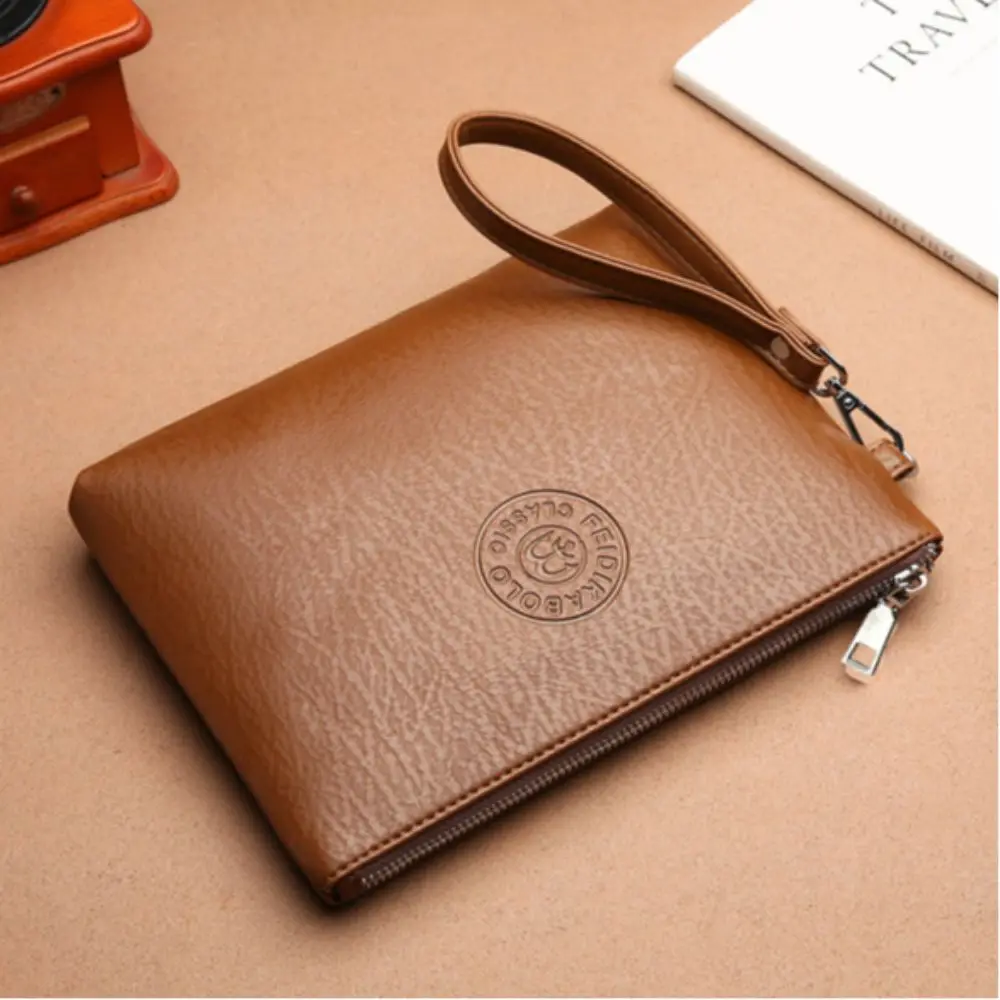 

Portable Pu Leather Male Clutch Bag Large Capacity Soft Men's Handy Bag Simple Waterproof Toiletry Bag Shopping