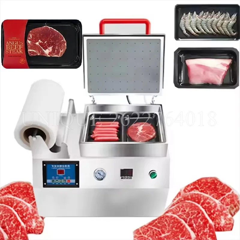 

Commercial Manual Fish Shrimp Seafood Meat Vacuum Packing Machine Plastic Tray Sealing Machine Small Food Vacuum Packaging Maker