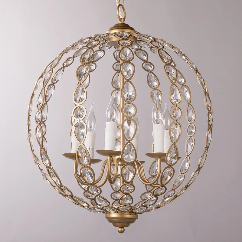 American Retro Natural Agate Chandelier K9 Crystal Light for Villa Hollow, Princess Bedroom & Dining Room