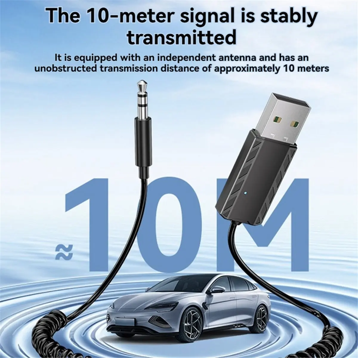 Car-Mounted Audio Receiver Bluetooth 6.0 Adapter 3.5mm AUX +USB Car Bluetooth Receiver Built-in Noise Reduction