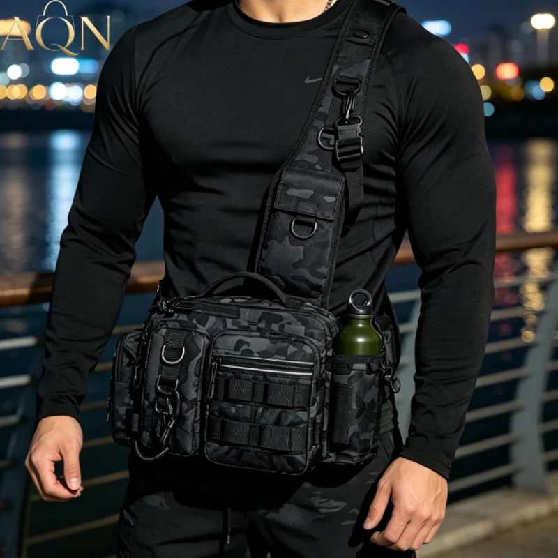 AQN Multifunction Men Outdoor Tactical Nylon Shoulder Portable Waist Packs Fishing Backpack Holds Rods Tackle Multi-Pocket