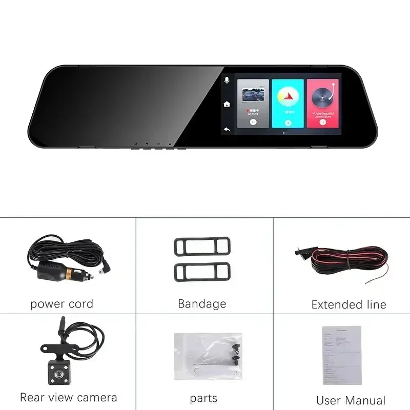 Car HD Night Vision Lens 1080p Car Recorder 4 Inch Rear View Mirror Dvr, Recorder, Car Monitoring Car Accessories