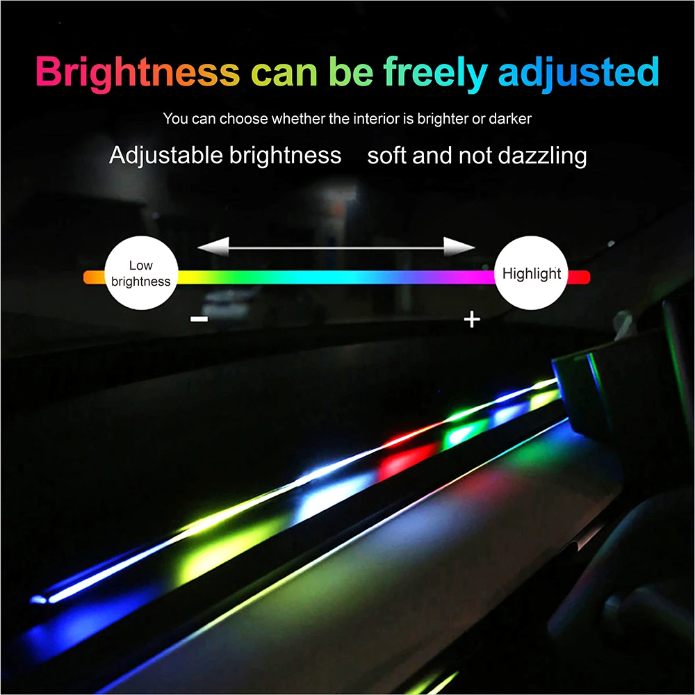 Lumiteres d'ambiance Led 18 en 1 pour voiture، symphonie، تطبيق Bluetooth، banderole de couleur RGB 214، bande acrylique ar