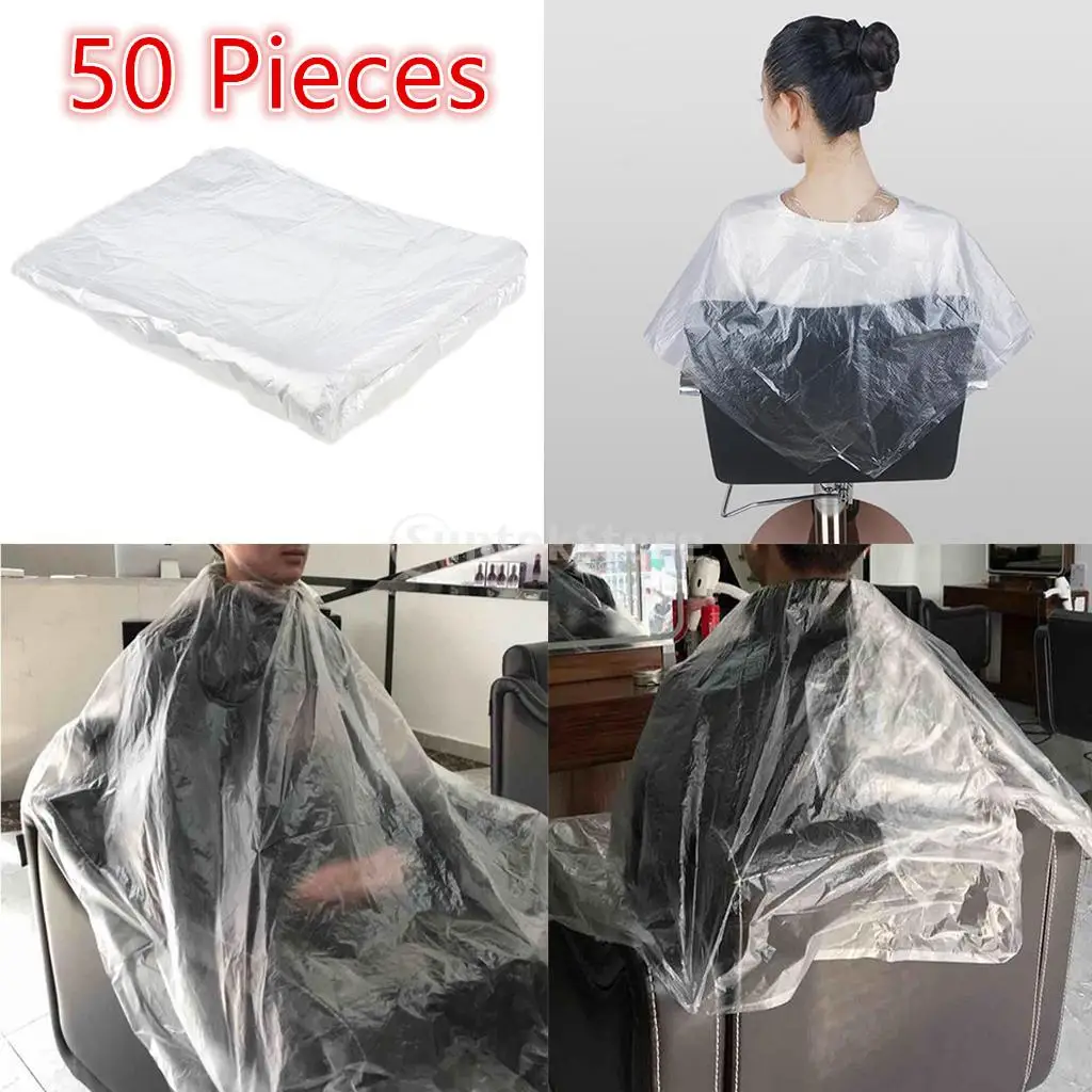 Unisex Disposable Hair Coloring Cape Adjustable PE Salon Gown Haircut Cloth for Home or Professional Hairdressing