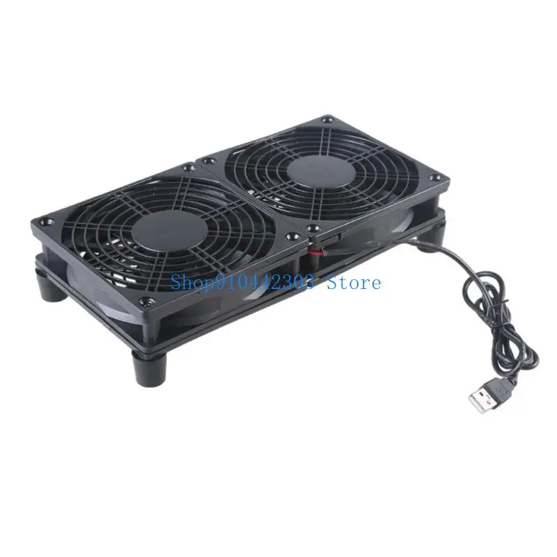 652F 2x 120mm 5V USB Powered 45CFM High Cooling Fan for Router
