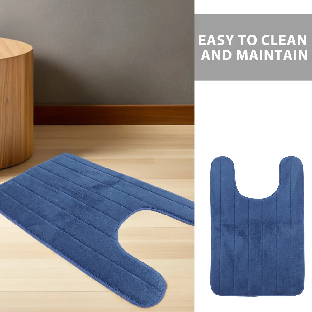 2Pcs U-Shaped Toilet Mat Non-Slip Coral Fleece Memory Foam Absorbent Washable Contour Bathroom Rug for Pedestal Commode Floor