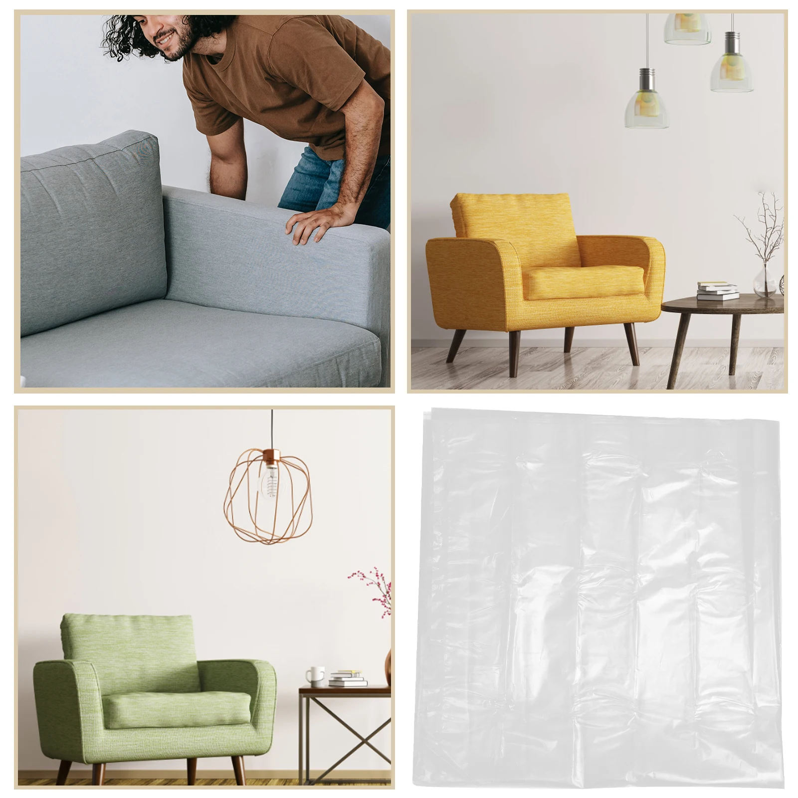 

Transparent Thickened PE Sofa Slipcover Couch Cover Protector Elastic Furniture Cover for Living Room Kitchen Party Pet