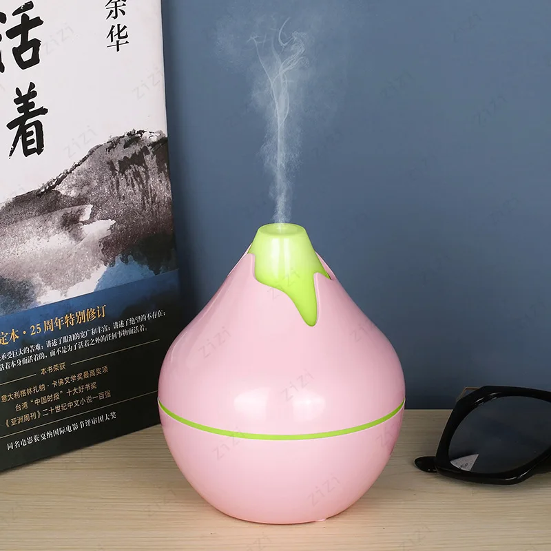 Home Wood Grain Vase Shaped Humidifier USB Ultrasonic Cold Fog Humidifier Indoor Office Night Light Humidifier