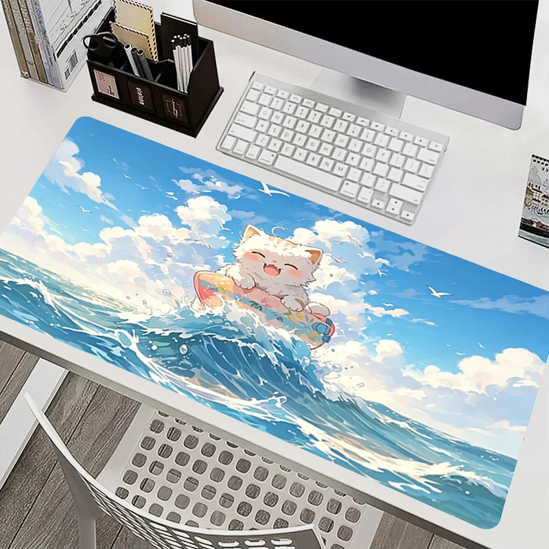 Natural Rubber Mouse Pad Cute Cat Office Desk Mat kawaii Keyboard Pad Gamer Accessories Computer Mousepads Gaming Desktop Decor