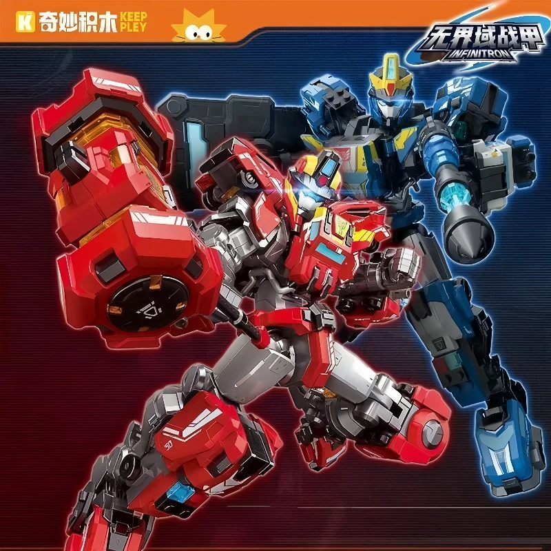 Armadura de dominio sin límites Keeppley, montar bloques de construcción para hombre, rescate contra incendios, modelo Mech móvil, colección, juguete para regalo ornamental