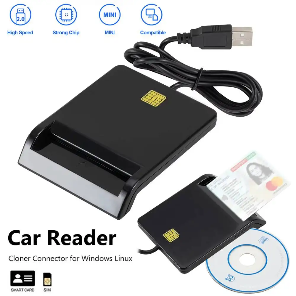 1 قطعة USB قارئ البطاقات الذكية عملية مستقرة بساطة موثوقة ل DNIE ATM CAC IC ID بطاقة SIM شبيه موصل ويندوز #1