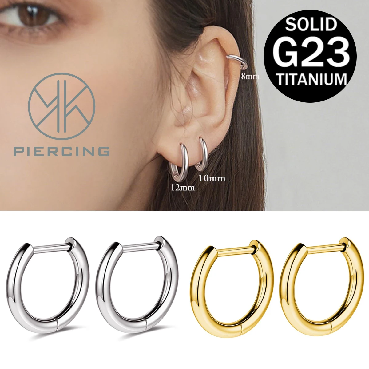 G23 Titanium Hoop Earrings 18G Small Huggie Hoop Earrings 8mm/10mm/12mm Cartilage Sensitive Ears Multiple Stack Piercing Jewelry