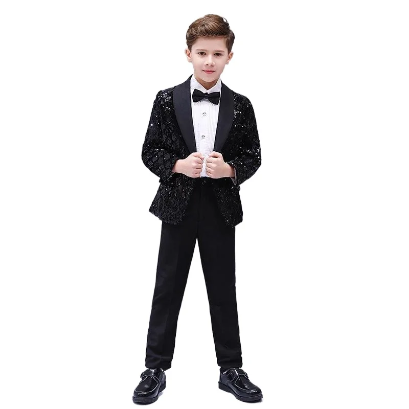 

Kid Costume Boy Sequin Children's Blazer Jacket Black Boys' Suit Party Dresses Boy Clothes