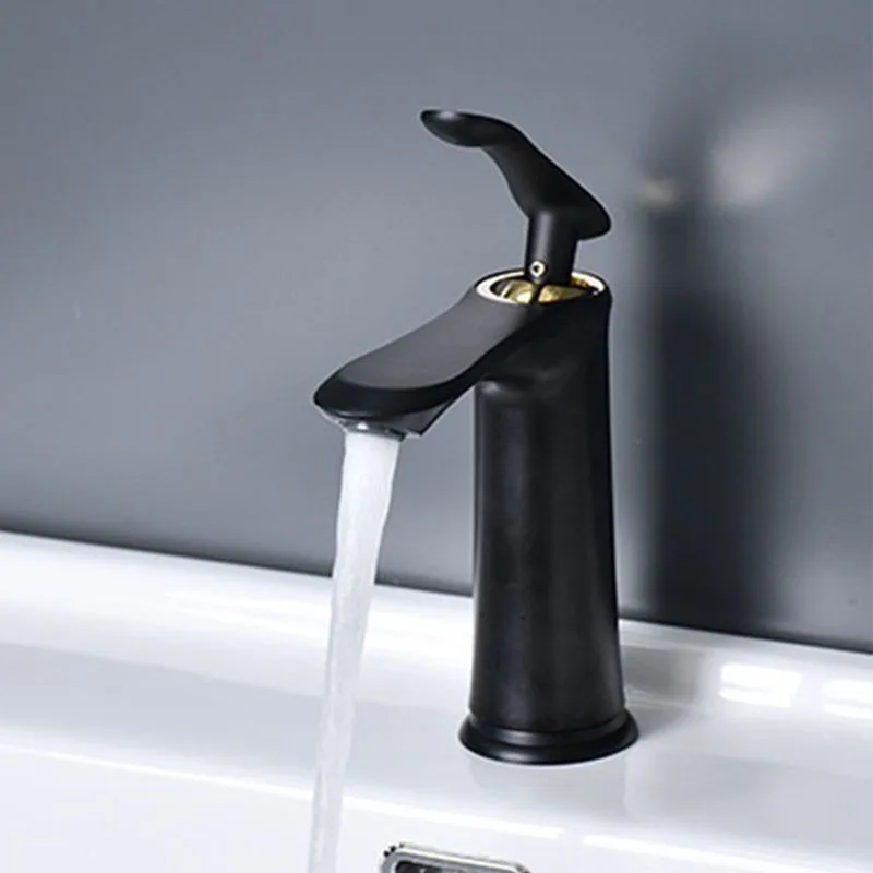 

Современный смеситель для раковины, хромированная латунь, смеситель для ванной комнаты, черный смеситель для умывальника, одна ручка, одно отверстие, смеситель для раковины