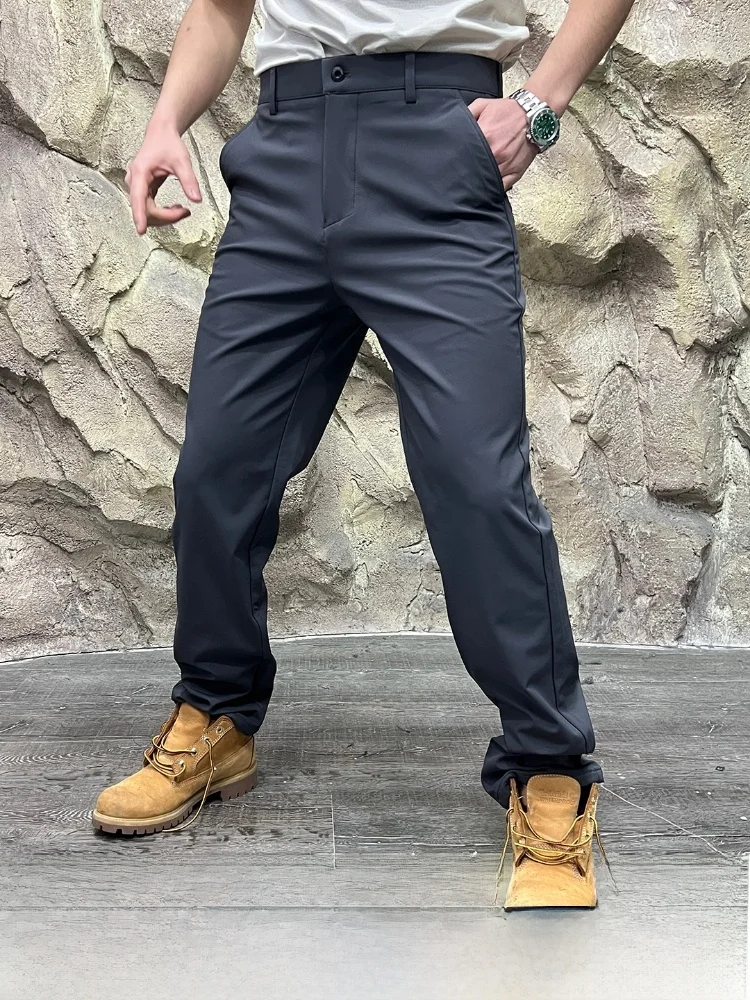 

Lightweight Trousers for Men Outdoor Sle Anti-Wrinkle High Elastici Waterproof Straight Leg Casual Pants for Co...