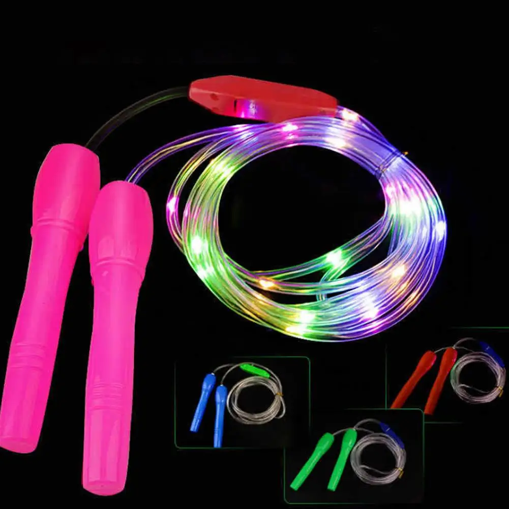 LED Light Up Jump Ropes for Kids Glowing Skipping Rope Students Sports Class Adjustable for Men Women Fitness Exercise Xmas F4I3