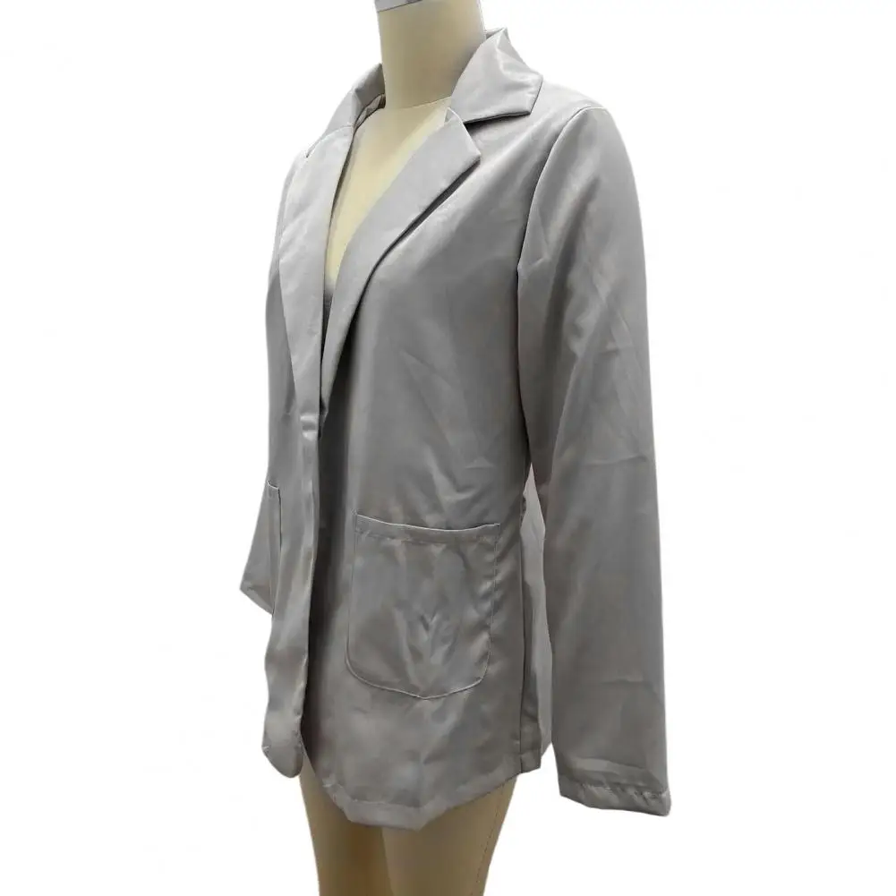 Spring Autumn Women Fashion Blazer Top Lapel Collar Open Stitch Suit Top New Lady Solid Slim Casual Coat With Pockets Outerwear