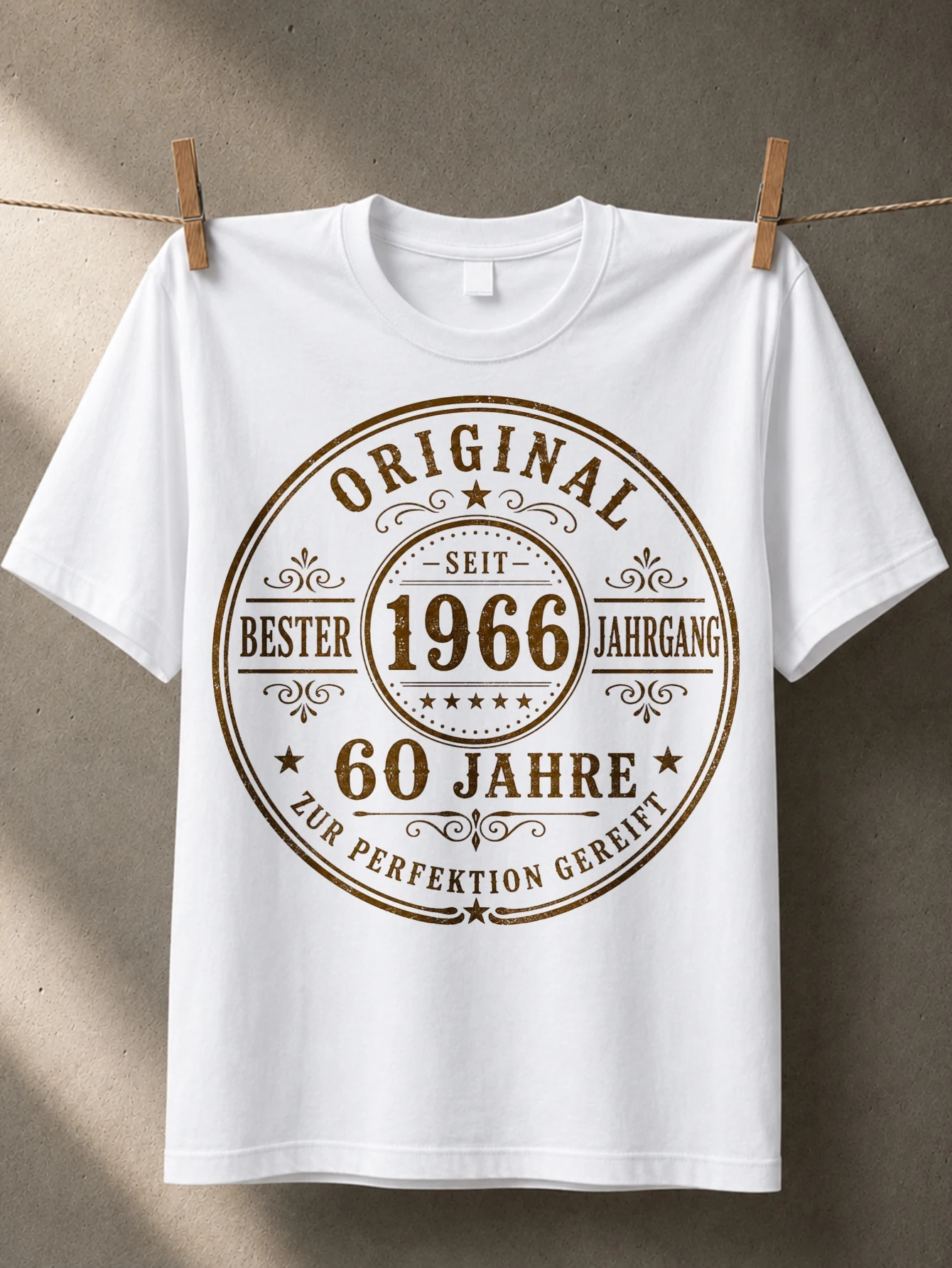 Original Seit 1966 Bester Jahrgang 60 Jahre Brown Vintage Seal Stars Scrollwork Birthday Classic  Unisex All T-Shirt