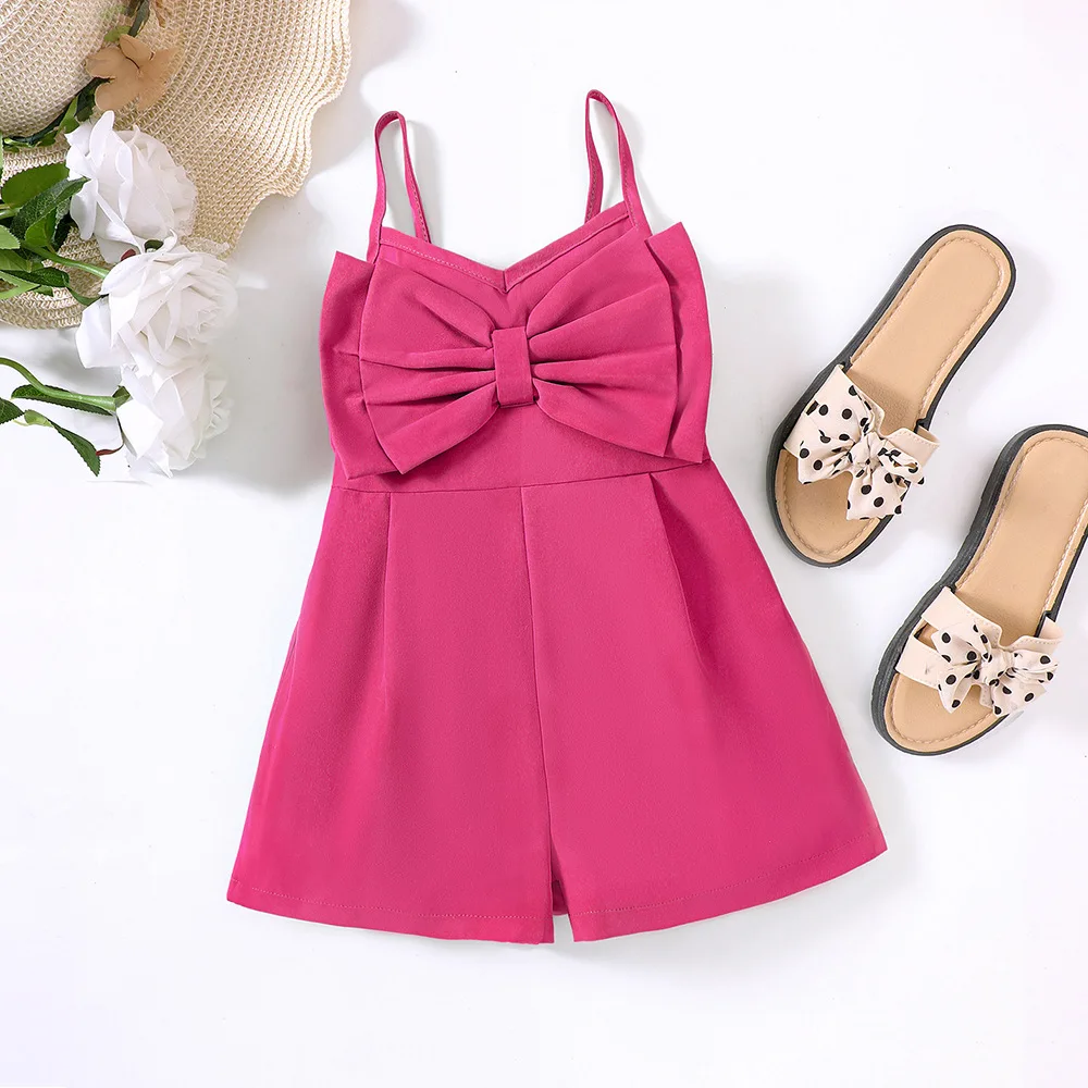 2024 New 3-8 Years Little Girl summer Spaghettia Backless Jumpsuit Clothing Set