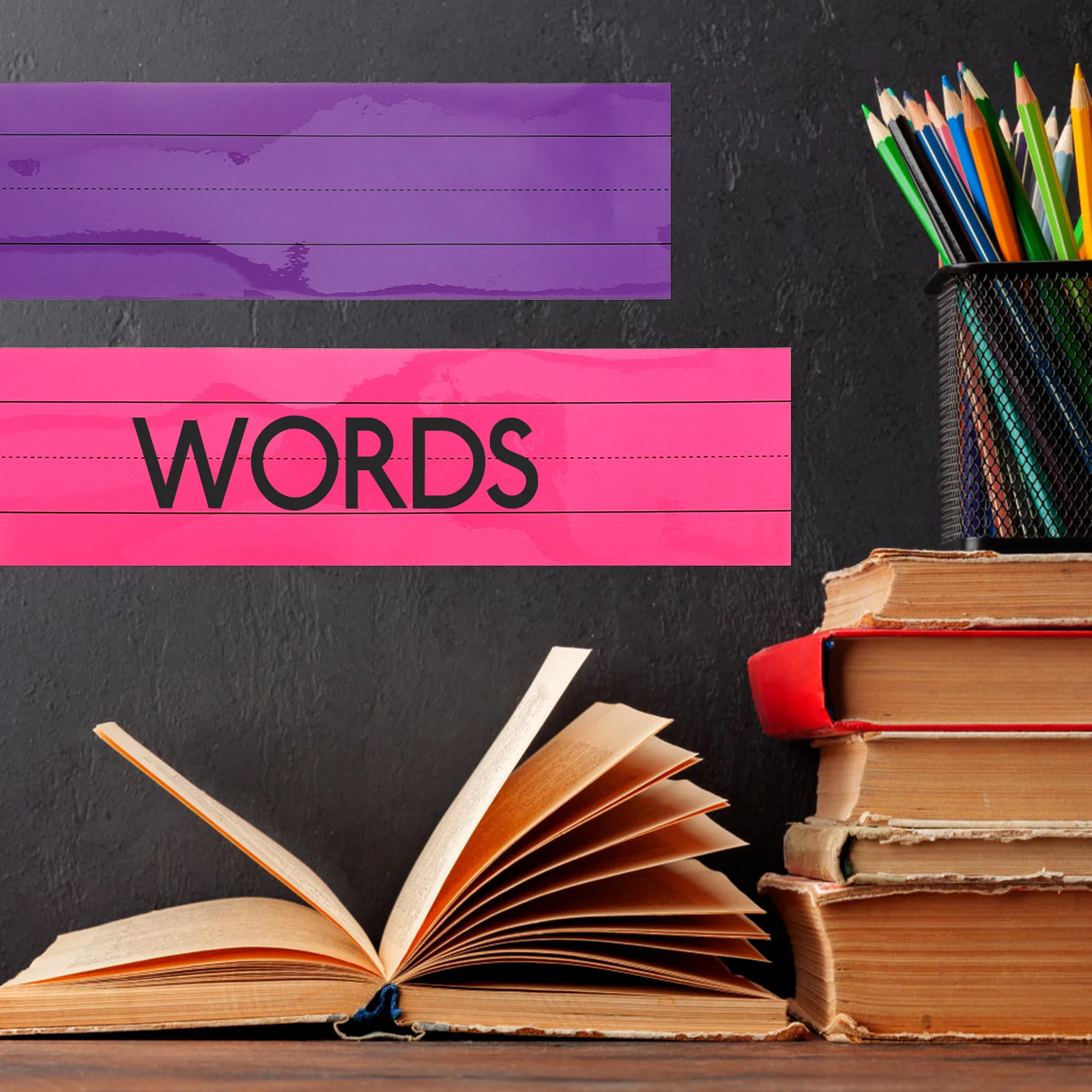 3 Pcs Magnetic Sticker Writing Lines Strips Note Pads Classroom Accessories Deep Purple Rose Pink Erase Reusable