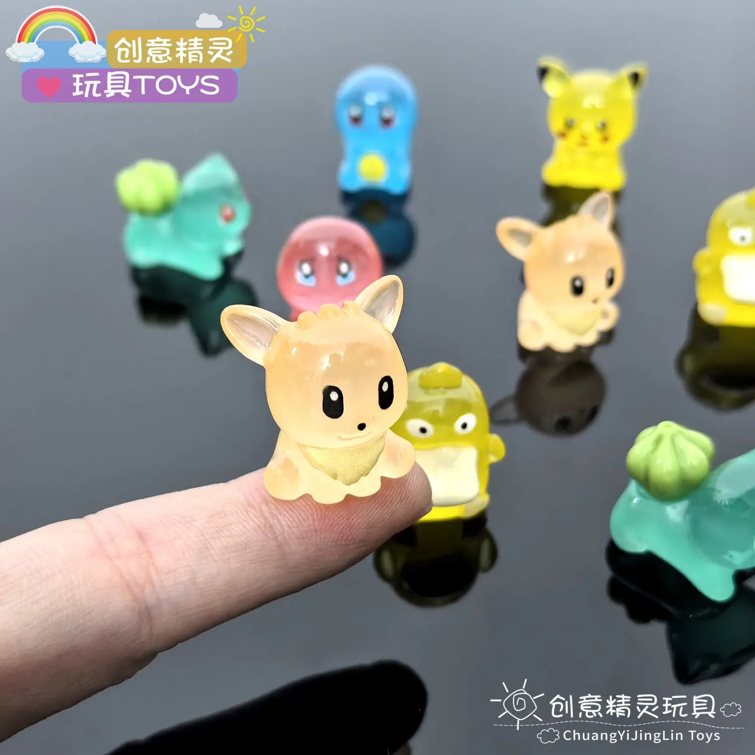 2027 Leuchtendes Pokémon DIY-Zubehör, Cartoon-Harz-Dekoration, kreatives Schreibtisch-Ornament, Geschenk zum Verschenken oder Sammeln