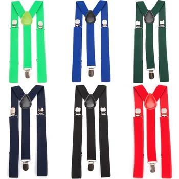 Suspensórios elásticos de couro pu, cor sólida, masculino, preto, vermelho, ajustável com alças para terno de casamento, saia, acessórios, presente