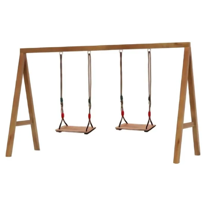 Classic Outdoor Wooden Swing Stand with Double Flat Seat for Backyard Playground